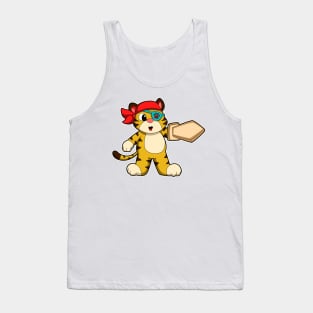 Tiger as Pirate with Eye patch & Sword Tank Top